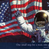 Hand signed poster of an astronaut saluting the American Flag