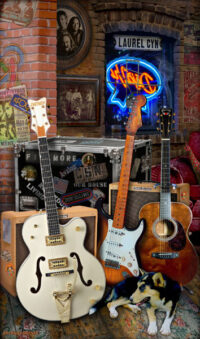 Crosby, Stills and Nash guitars, 55 Stratocaster and Gretsch G6136