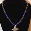 Lapis necklace with Ethiopian cross for sale.