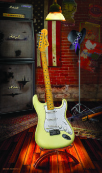 An image of Jimi's custom 63 Fender Stratocatser.