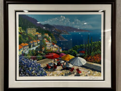Framed Hills of Posillipo by Kerry Hallam for sale.