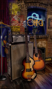 Featuring a vintage Hofner Bass and a 56 Gibson J-45