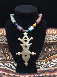 Tuareg Cross and Trade Bead Necklace for sale.