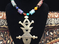 Tuareg Cross and Trade Bead Necklace for sale.