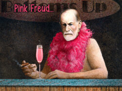 Pink Freud coasters for sale at Gallery 601.