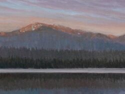 Original oil of the sunset on Payette Lake in McCall Idaho for sale.