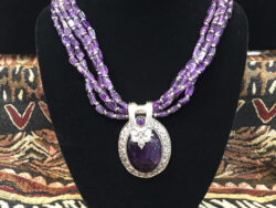 Five Strand Amethyst Necklace for sale.