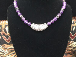 Amethyst with Silver Boat Necklace for sale.