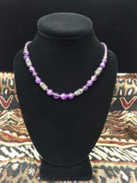 Amethyst necklace with Silver Drums for sale.