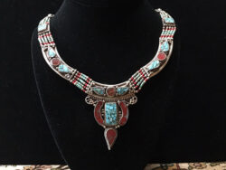 Antique Silver and Turquoise necklace for sale.