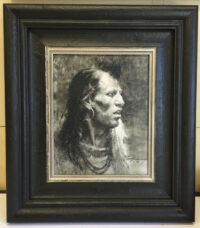 Framed "Crow" by Howard Terpning for sale.