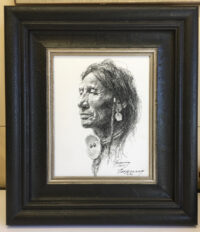 Framed Northern Peigan canvas by Howard Terpning, for sale.