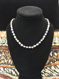 Grey/Blue Pearl necklace for sale.