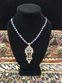 Lapis necklace with Ethiopian Cross for sale.