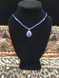 Lapis necklace with oval pendant.