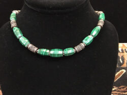 Malachite and Silver necklace for sale.