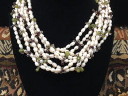 8 Line Pearl Bunch necklace for sale.