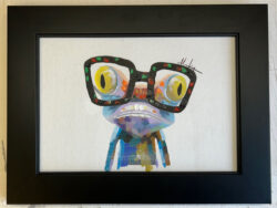 Original artwork of frog wearing glasses.