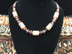 Treade bead and /red Tiger Eye necjlace for sale.