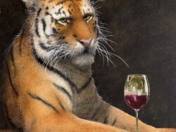 tiger with wine glass